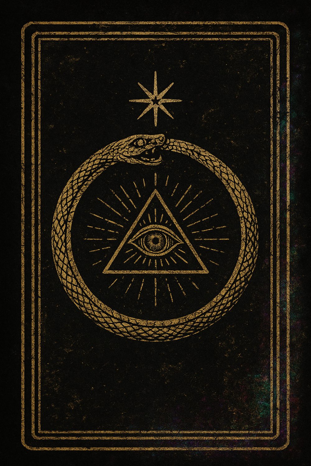 Ouroboros and all-seeing eye tarot card